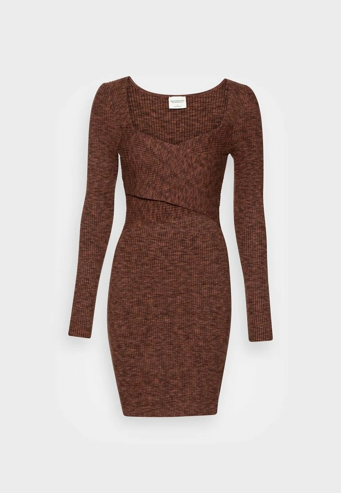 Abercrombie & Fitch WRAP FRONT MINI - Jumper Dress - Puce Spacedye 1 Abercrombie & Fitch WRAP FRONT MINI - Jumper Dress - Puce Spacedye