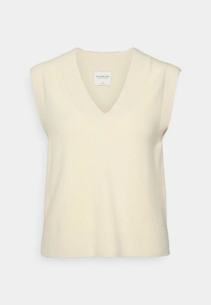 Abercrombie & Fitch CROPPED VEST WEBEX - Jumper - Wood Ash Tan 5 Abercrombie & Fitch CROPPED VEST WEBEX - Jumper - Wood Ash Tan - Image 5