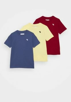 Abercrombie & Fitch CREW 3 PACK - Print T-shirt - Blue/yellow/dark Red
