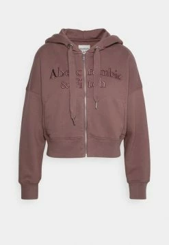 Abercrombie & Fitch LONG LIFE LOGO - Zip-up Sweatshirt - Deep Taupe -Abercrombie & Fitch Shop fba6ac5b5ebf49ecaa229fd553d71c21