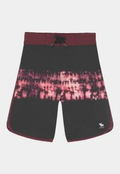 Abercrombie & Fitch BOARD WASH EFFECT - Swimming Shorts - Black/red