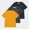 Abercrombie & Fitch CREW 3 PACK - Basic T-shirt - Sky Captain/black Ice Dye/golden Rod