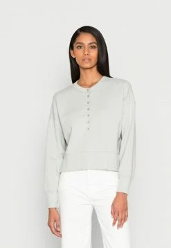 Abercrombie & Fitch HENLEY SHARKBITE - Sweatshirt - Puritan Grey